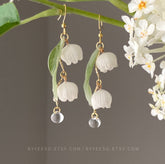 Lily of the Valley Earrings - lily flower dangle earrings - Unique Dangle